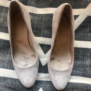 J. Crew taupe suede wedges size 7